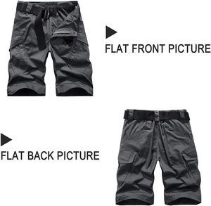 Short cargo décontracté pour homme, multi-poches sans ceinture, 2 poches zippées sur les cuisses, 2 poches à crochet avant fermées, service OEM - Product Image 2