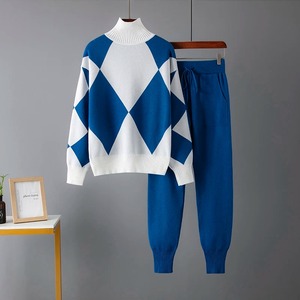 ชุด2ชิ้นเสื้อสเวตเตอร์ถักแบบสวมหัว + กางเกงขายาวแบบลำลองสำหรับฤดูใบไม้ร่วงฤดูหนาว - Product Image 3