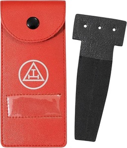 Porte-jetons rouge maçonnique Royal Arch en cuir rouge (petit) Étui à bijoux maçonnique avec emblème Royal Arch imprimé en argent - Product Image 5