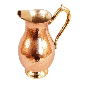 Pichet à eau Royal Mughal en cuivre de 1700ml en métal Pichet à boisson en cuivre martelé Pichet Ayurveda Capacité de guérison Gobelet en gros - Product Image 1