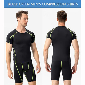 Camiseta de entrenamiento de gimnasio para hombre Quick Athletic 95% poliéster 8% Spandex manga corta transpirable compresión ropa atlética - Product Image 2