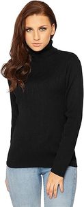 <b>Women's</b> High <b>Roll</b> <b>Neck</b> Cardigan Knitted Polo <b>Neck</b> Ribbed Jumper Long Sleeves Warm Winter <b>Tops</b> Casual Style Plus Size for Spring - Product Image 3