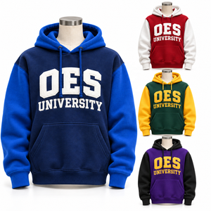 Sweat à capuche universitaire personnalisé en polaire pour l'hiver, avec impression numérique, blocs de couleur, rayures et motif étoile, pour les vêtements des clubs d'anciens étudiants - Product Image 1