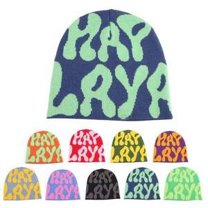Venta al por mayor Unisex All Over Print Winter Hat Cap Custom Logo Acrylic Knitted Cuffed Beanie Sombreros en varios colores - Product Image 1