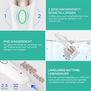 Depiladora Eléctrica 4 en 1 para Mujer, Recortadora Íntima, Cepillo Facial Impermeable IPX7 y Masajeador para Brazos/Piernas/Axilas y Zona del Bikini - Product Image 1