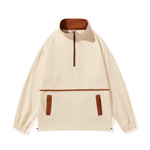 OEM Custom Funnel Zipper Neck Plain Pullover Quarter Snap Gray <b>Sherpa</b> <b>Fleece</b> Hoodie For <b>Men</b> - Product Image 5