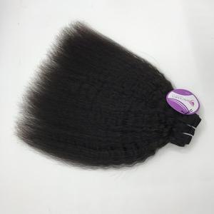 Venta al por mayor Kinky Straight Extensiones de cabello humano Paquetes Natural Negro 12A Grueso Yaki Extensión de cabello liso Tejido - Product Image 2