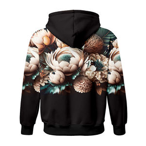 Sudadera con capucha unisex personalizada 100% de algodón cómoda sudadera de invierno con estampado floral sublimado - Product Image 2