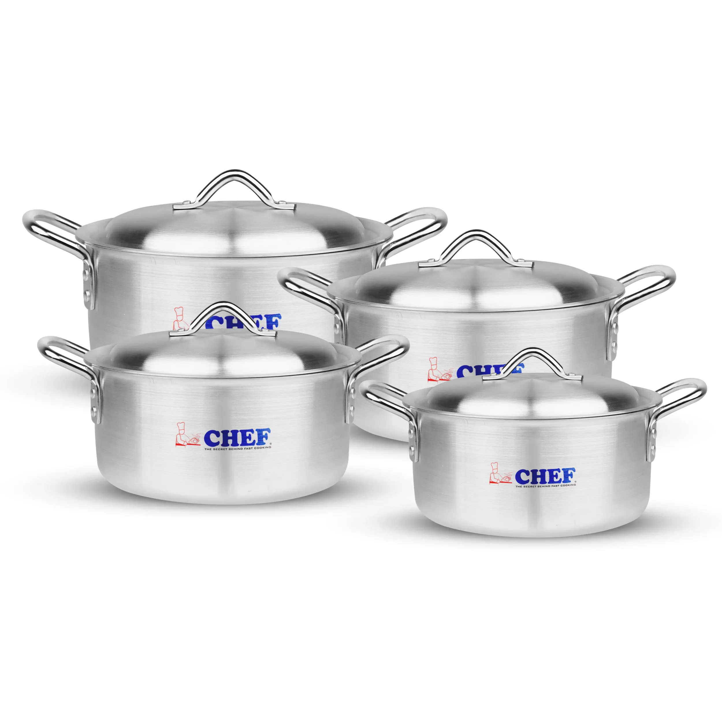 Majestueuze Chef-Kok Koninklijke Set 4 Stuks 32/38 Mf Commerciële Kookpot Set Panela Stoofschotels Oem Goedkope Prijs Aluminium Kookgerei Sets