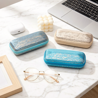 Étui à lunettes en tissu de haute qualité personnalisé Blue Feather pour les voyages, le bureau, l'école, boîte de rangement pour lunettes