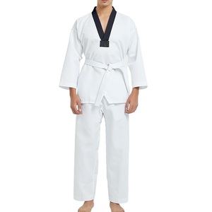 Costumes de karaté d'entraînement de combattant blanc avec logo personnalisé costumes d'arts martiaux en polyester et coton uni uniformes MMA respirants - Product Image 3