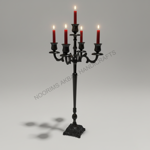 Design attrayant Candélabre en aluminium noir 5 bras debout entrée de mariage pièce maîtresse décoration fournisseur d'usine - Product Image 4