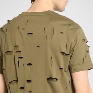 Camiseta con Logotipo Personalizado para Hombre, con Dobladillo Deshilachado, Corte Holgado, Algodón Premium, Proveedor Mayorista OEM ODM - Product Image 4