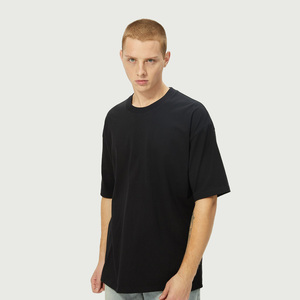 230gsm 100% algodón negro blanco de gran tamaño gota hombro Streetwear capas camiseta todos los días Casual cuello redondo en blanco camiseta para hombres - Product Image 1