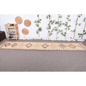 พรมถักขนสัตว์สีน้ำตาลเบจ24x12ฟุตแนววินเทจทำจากยาง3D ปอกระเจาสี่เหลี่ยมผืนผ้าเย็บปะติดปะต่อกันสำหรับห้องโถงห้องสไตล์ตุรกี - Product Image 2