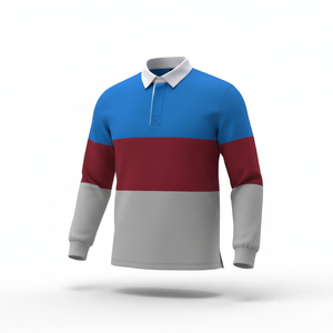 Maillot de rugby classique pour homme, manches longues, tricot uni, 100% coton, respirant pour chemise - Product Image 3