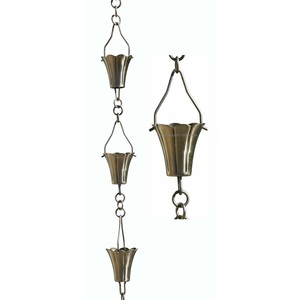 Chaîne de pluie en métal de tuyau de descente de gouttière décorative de finition argentée martelée pour la chaîne de pluie de décoration de jardin extérieur - Product Image 5