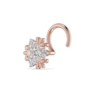 Women's 14KT Yellow Rose Gold <b>Nose</b> pin 0.11CT <b>Diamond</b> Triangle Shape Fine Body Jewelry Small Fancy Wedding & Engagement Gift - Product Image 4