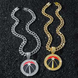 Colgante de Lujo de los Toronto Raptors, Chapado en Oro de 14K o Rodio sobre Plata de Ley, con Forma de Balón y Moissanita, Estilo Hip-hop - Product Image 2