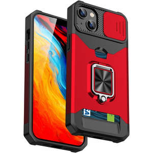 เคส iPhone 14 6.1 นิ้ว และ iPhone 13 6.1 นิ้ว ใช้ได้กับ iPhone 16E/17E พร้อมขาตั้งแม่เหล็ก ฝาปิดเลื่อนปิดกล้อง และช่องใส่การ์ด - Product Image 1