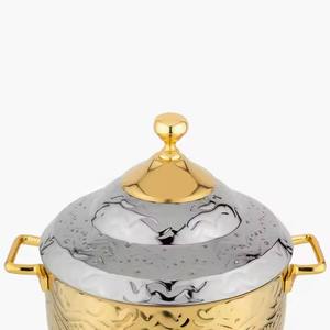 Cazuela de diseño dorada y plateada con mango elegante, olla caliente elegante para cocina moderna, comedor y uso decorativo de La India - Product Image 6