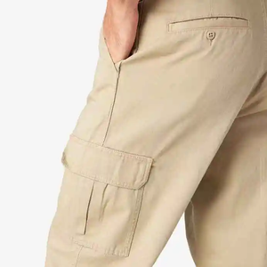 Pantalon cargo décontracté pour homme, durable, élégant, en toile kaki, coupe ample, taille mi-haute, devant plat, spandex/nylon, imperméable, avec fermeture éclair amovible - Product Image 6