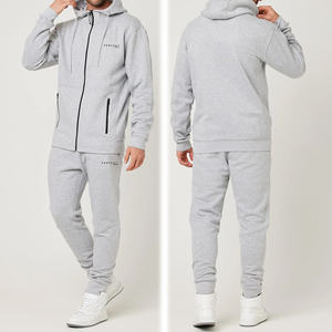 ชุดวอร์มผู้ชายสำหรับฤดูหนาว ชุดเซ็ตเสื้อฮู้ดและกางเกงวอร์มผ้าฟลีซคอตตอน 100% แบบมีซิปสั่งทำพิเศษสำหรับผู้ชาย - Product Image 2