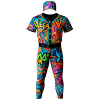 Kit de baseball respirant à impression numérique solide |   Uniformes d'équipe professionnelle, impression personnalisée du logo, du nom et du numéro, 100% polyester, col en V, 220g