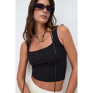 Sous-vêtement quotidien à bretelles épaisses 100% coton avec détails en dentelle - Product Image 3