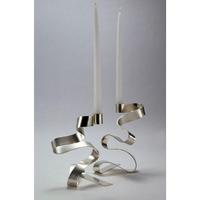 Porte-bougie moderne en aluminium finition argentée classique, durable, fait main, élégant, décoration intérieure longue durée