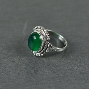 Bague en argent sterling 925 avec pierre précieuse en agate, style bohème, cadeau de mariage pour femme, bijoux plaqués rhodium - Product Image 2