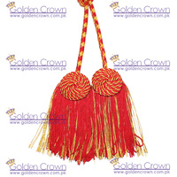 Cincture liturgique rouge pour prêtre, avec pompon en rayonne et nœud plat, motif Couronne Dorée, pour textile d'ameublement, taille personnalisable, meilleur prix