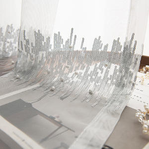 2024 nouveau luxe français haut de gamme perlé perle pure rideau broderie fenêtre moderne <span class=keywords><strong>blanc</strong></span> rideaux pour confortable salon chambre - Product Image 3