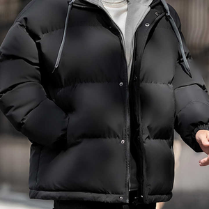Chaqueta acolchada con capucha impermeable cálida negra de estilo de moda personalizada para hombre, chaqueta acolchada de invierno al por mayor - Product Image 4