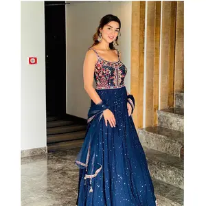 ชุดยูนิฟอร์มผ้าโปร่งปักลายลูกไม้สี่ด้าน,ชุดแฟนซีชุด Anarkali งานตามสั่งชุด Dupatta จากผู้ผลิตสุราษฎร์ - Product Image 1