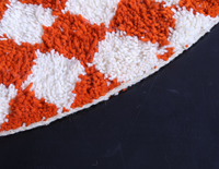 Tapis de Couloir Marocain Authentique Fait Main en Laine, Tapis Berbère à Carreaux Orange Vif Personnalisé, Ensembles de Tapis Authentiques Beni Ourain