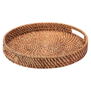 Panier / Plateau en rotin rond naturel, best-seller, plateau de service naturel pour la maison et la cuisine, artisanat vietnamien - Product Image 1
