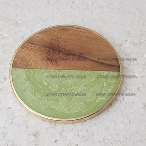 Posavasos de madera y resina de estilo lujoso, posavasos de madera natural rojo y verde, posavasos decorativo de alta calidad - Product Image 4