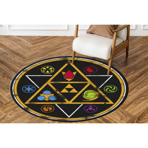Tapis rond imprimé Legend of Zelda, tapis circulaire pour salle de jeux, motif moderne, tapis à poils doux - Product Image 2