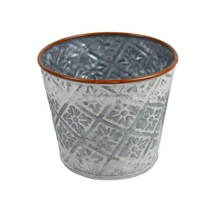 Maceta de flores galvanizada de hierro redondo más vendida hecha a mano elegante para el hogar balcón porche jardín propósito decorativo - Product Image 5