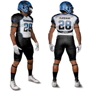 Uniformes de football américain imprimés personnalisés Ensembles de tissu durable pour l'entraînement et le match Technologie de sublimation complète Sports d'équipe - Product Image 1