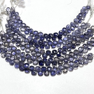 Cuentas de Briolette con forma de corazón facetado de iolita azul natural 5,5-6,5 MM suministros de joyería al por mayor para ABALORIOS - Product Image 5