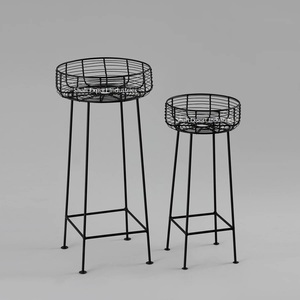 ชุดที่ปลูกดอกไม้ทรงกลมทำด้วยมือสีดำด้านพร้อมขาตั้งชุดไม้วาด3ชั้นสำหรับตกแต่งห้อง - Product Image 5