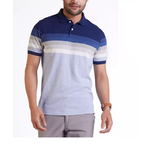 Chemise polo rayée pour homme, motifs personnalisés, formelle et décontractée, manches courtes, service OEM, bonne qualité - Product Image 2