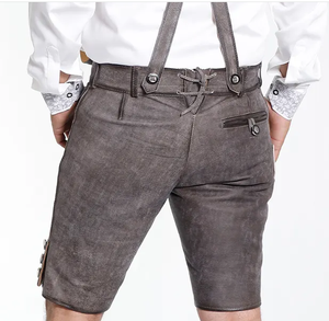 2025 pantalones de cuero bávaro personalizados para hombre 100% pantalones cortos de estilo callejero transpirables de ante de cabra para las estaciones de otoño - Product Image 3