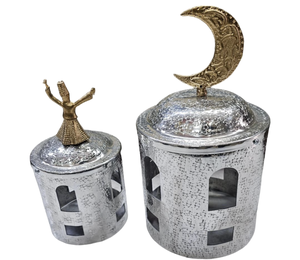 ชามคริสตัลสีเงิน/ทอง ดีไซน์ตกแต่งไม่ซ้ำใคร ผิวสัมผัสแบบตอกลาย ฝาปิดรูปพระจันทร์เสี้ยว ของตกแต่งบ้าน - Product Image 6