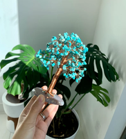 Grand arbre de vie en cristal vert Howlite Turquoise avec géode Agate tranches Base cristal arbre de prospérité fait à la main intérieur maison