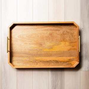 Bandeja rectangular multifunción para el hogar, bandeja de madera con asa para el desayuno, decoración de la cocina, servicio de la tarde, venta al por mayor - Product Image 5