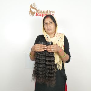 Vente de gros Extensions de cheveux humains du temple indien alignés sur les cuticules vierges Remy Double trame bouclée avec styles droits et ondulés - Product Image 6