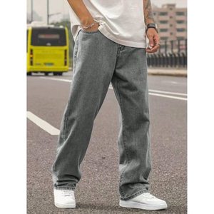 Pantalon en jean gris anthracite pour homme, style vintage, coupe droite, moderne et tendance, délavé, respirant, taille 26-40 - Product Image 2